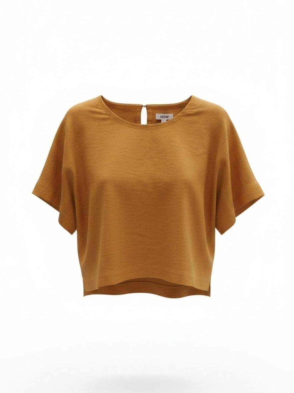 DKNY Short Sleeve Boxy Top Dune Linen SZ M NWT